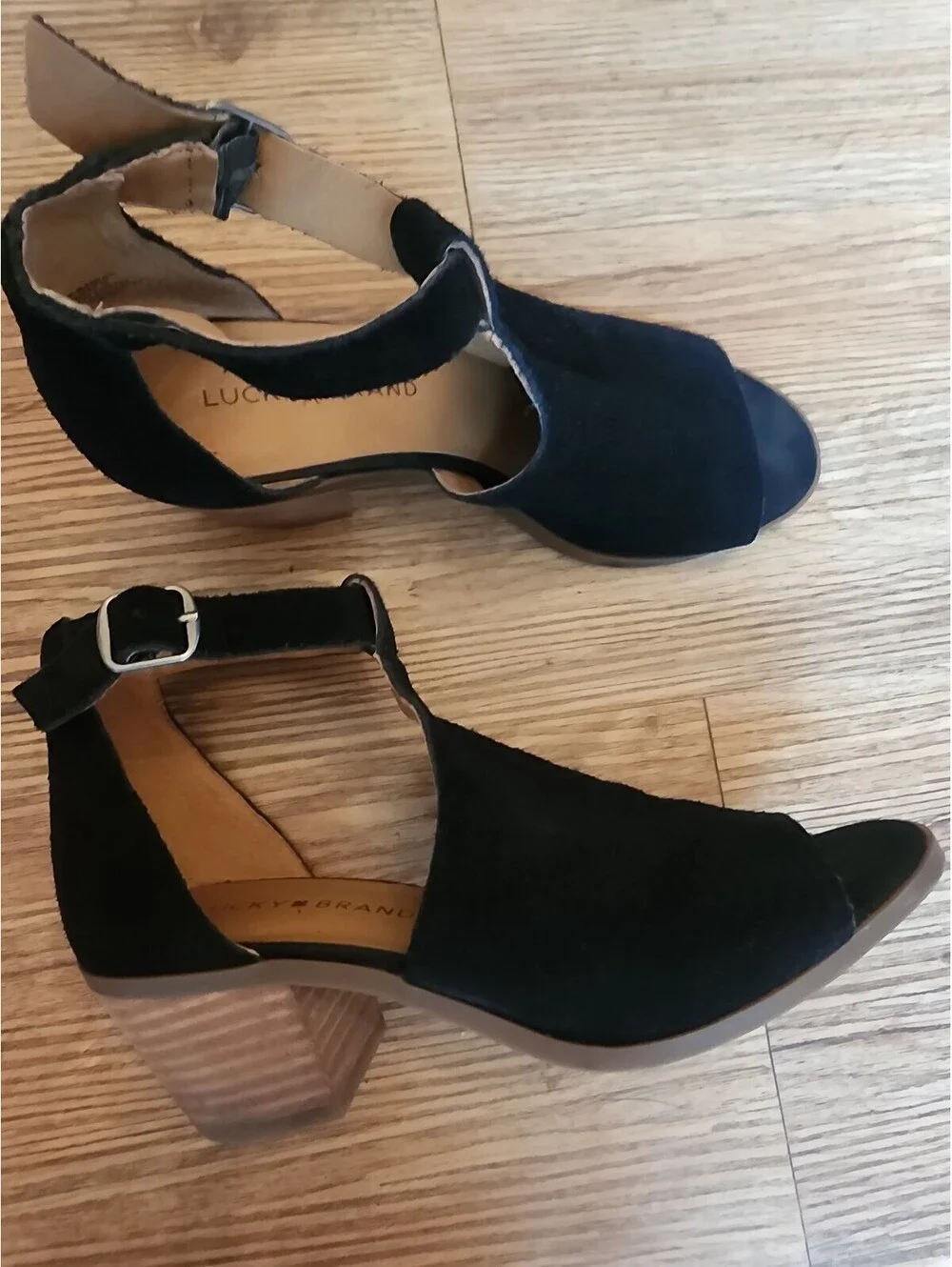 Size 7 - Women's Lucky Brand Baxley Black Suede Leather Sandals